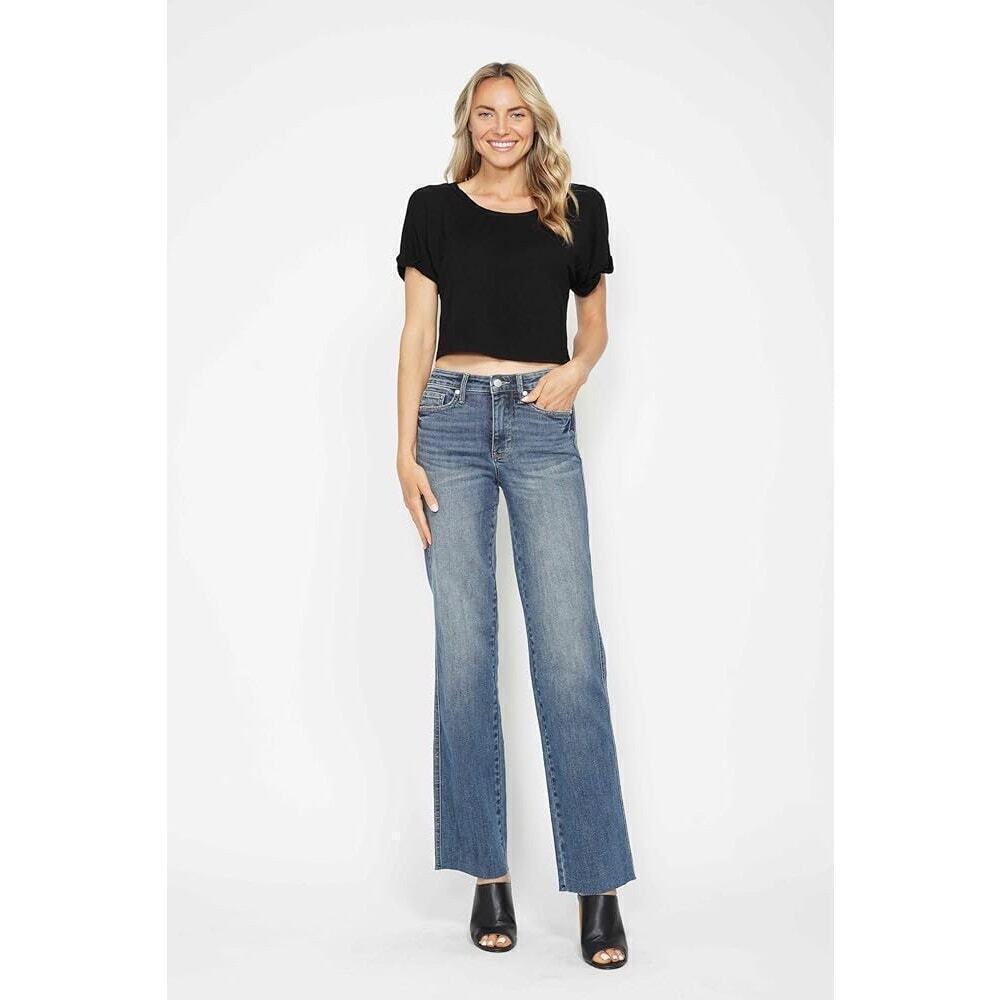 Judy Blue Mid Rise Tummy Control Vintage Wash size 28 Straight Leg Relaxed